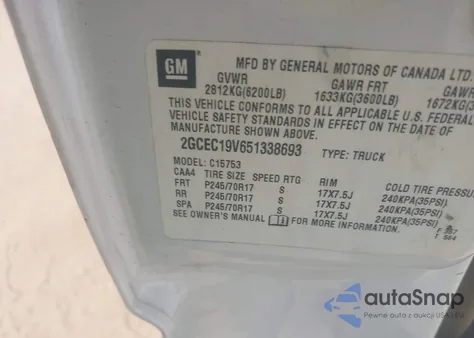 2005 Chevrolet Silverado 1500 Work Truck из США, поврежденный, VIN 2GCEC19V651338693